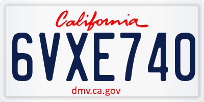 CA license plate 6VXE740