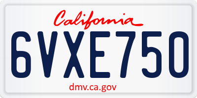 CA license plate 6VXE750