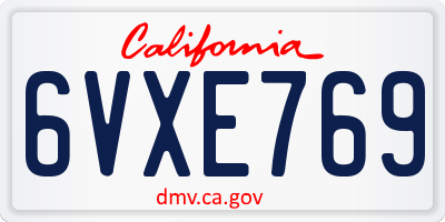 CA license plate 6VXE769