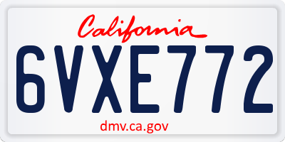 CA license plate 6VXE772