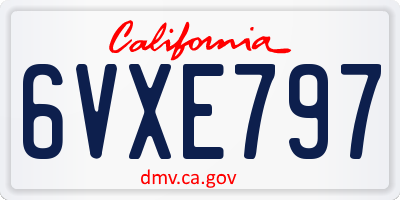 CA license plate 6VXE797