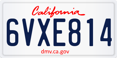 CA license plate 6VXE814