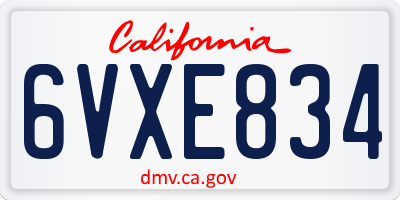 CA license plate 6VXE834