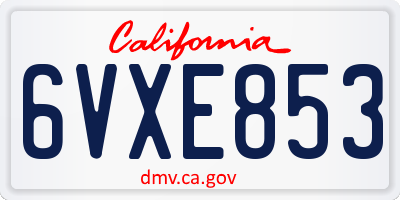 CA license plate 6VXE853