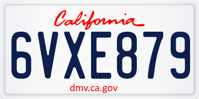 CA license plate 6VXE879