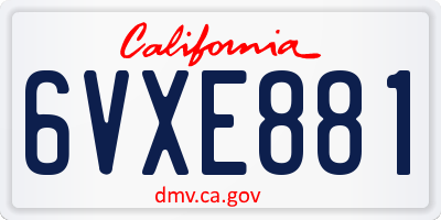 CA license plate 6VXE881