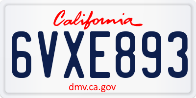CA license plate 6VXE893