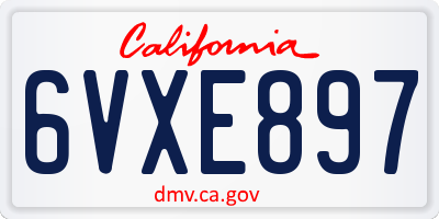 CA license plate 6VXE897