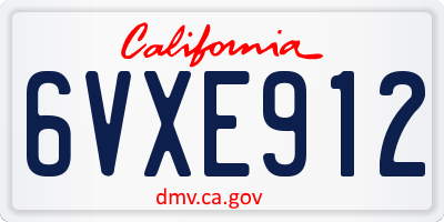 CA license plate 6VXE912