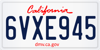 CA license plate 6VXE945