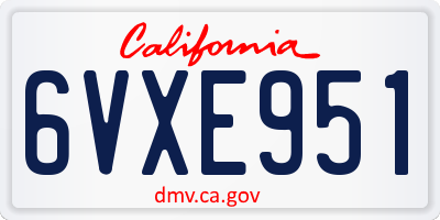 CA license plate 6VXE951