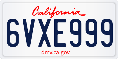 CA license plate 6VXE999