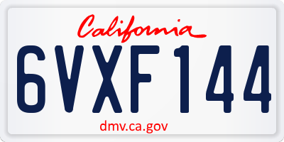 CA license plate 6VXF144