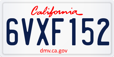 CA license plate 6VXF152