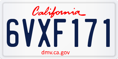 CA license plate 6VXF171