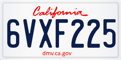 CA license plate 6VXF225