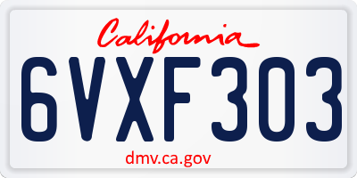 CA license plate 6VXF303