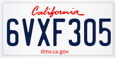 CA license plate 6VXF305