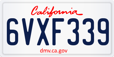 CA license plate 6VXF339