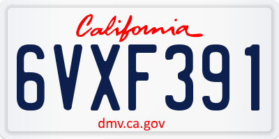 CA license plate 6VXF391
