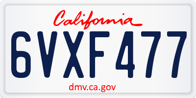 CA license plate 6VXF477