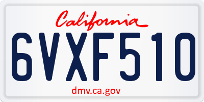 CA license plate 6VXF510