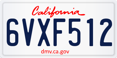 CA license plate 6VXF512