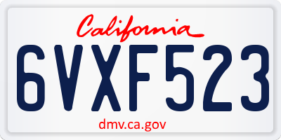 CA license plate 6VXF523
