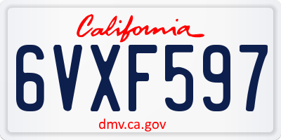 CA license plate 6VXF597
