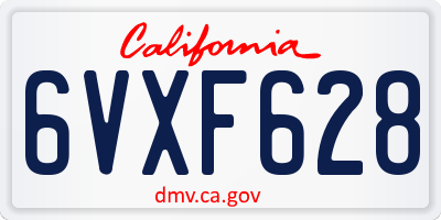CA license plate 6VXF628