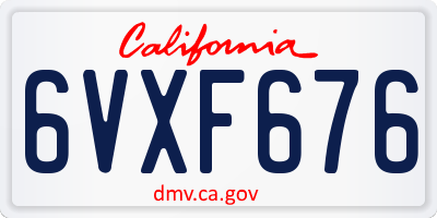 CA license plate 6VXF676