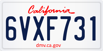 CA license plate 6VXF731