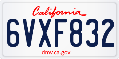 CA license plate 6VXF832