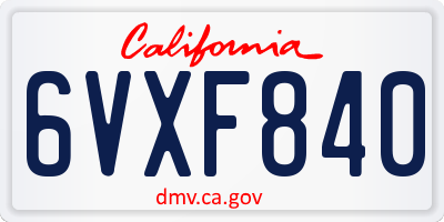 CA license plate 6VXF840