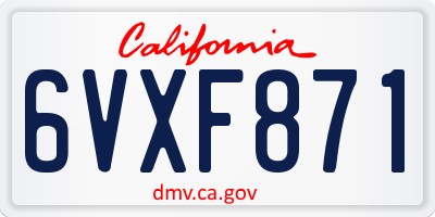 CA license plate 6VXF871
