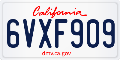 CA license plate 6VXF909