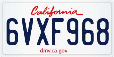 CA license plate 6VXF968