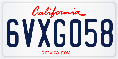 CA license plate 6VXG058