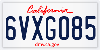 CA license plate 6VXG085