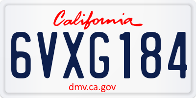 CA license plate 6VXG184