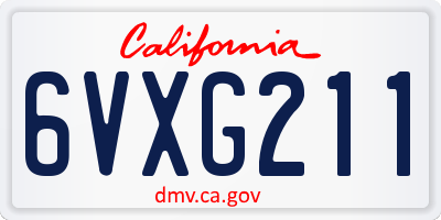 CA license plate 6VXG211
