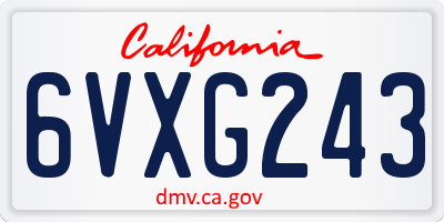 CA license plate 6VXG243
