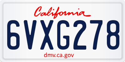 CA license plate 6VXG278