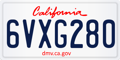 CA license plate 6VXG280