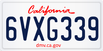 CA license plate 6VXG339