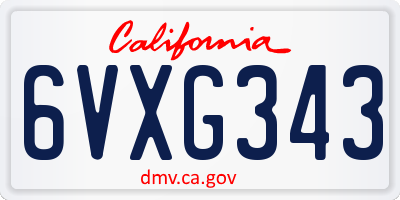 CA license plate 6VXG343