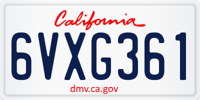 CA license plate 6VXG361
