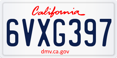 CA license plate 6VXG397