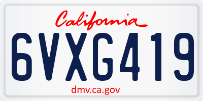 CA license plate 6VXG419