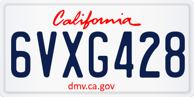 CA license plate 6VXG428